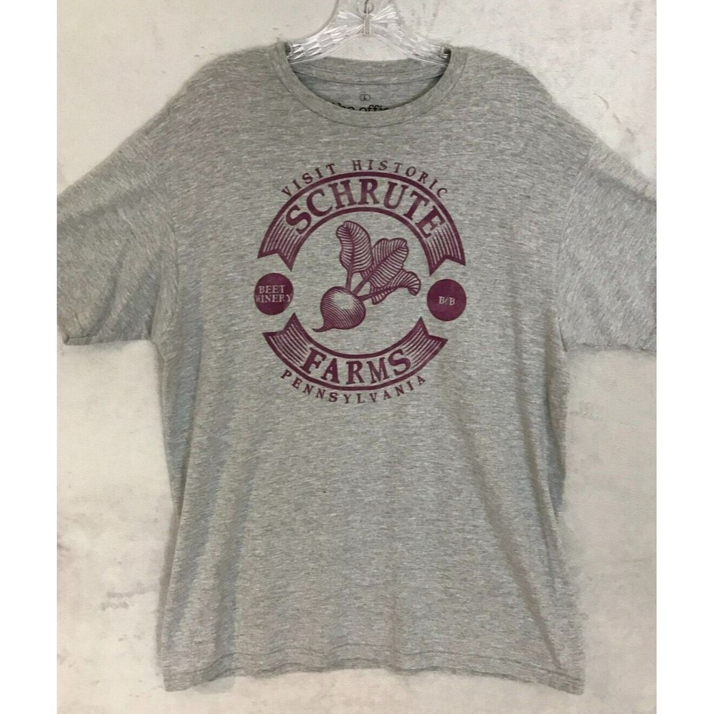 Dwight Schrute Farms‎ The Office TV Show T Shirt Large Gray Scranton Beet Winery